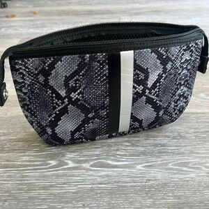 Grey Snake Skin Print Neoprene Cosmetic Case - NEW